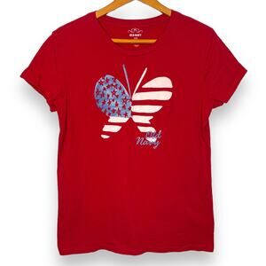 3/$20 Vintage Y2K Old Navy red American flag butterfly graphic logo tee Large